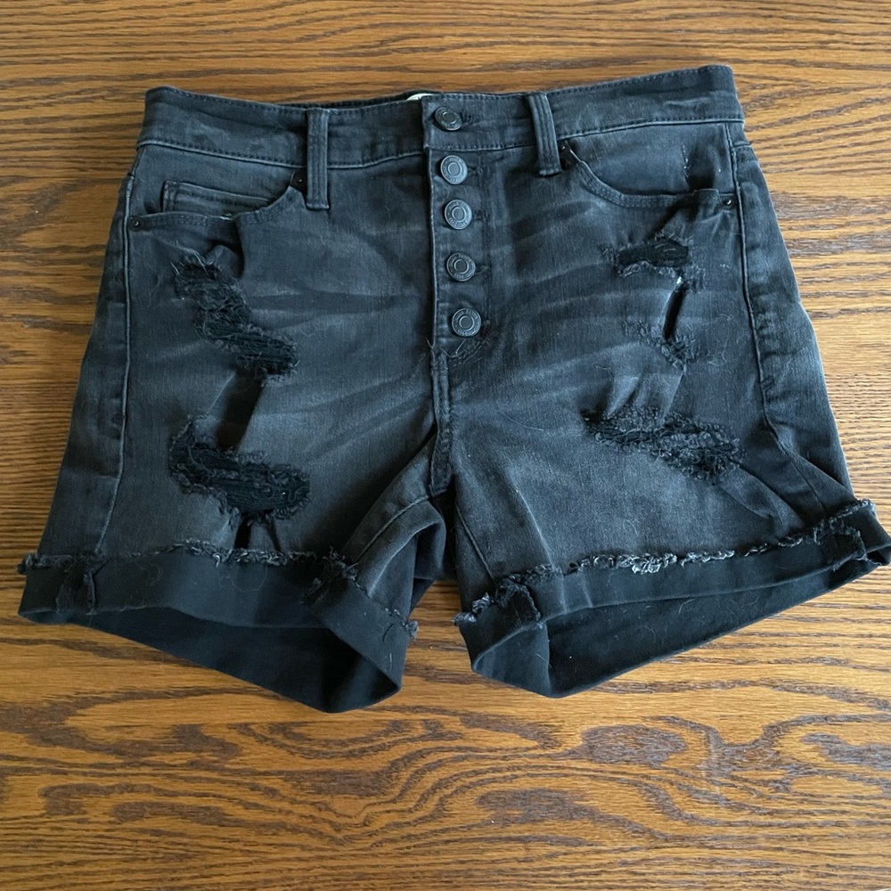 Mudd Black Distressed Women's Denim Shorts